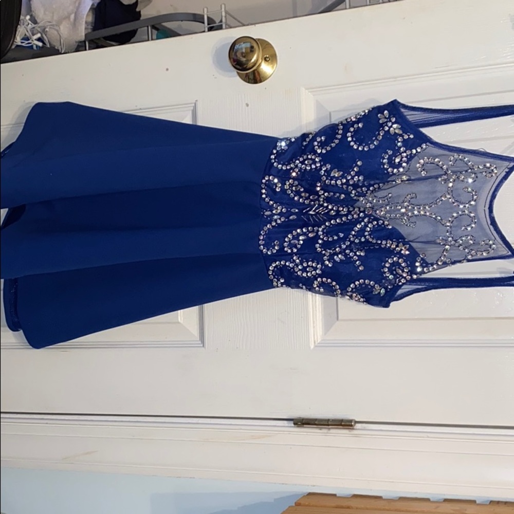 Blue sparkly homecoming/ winter formal/ prom dress